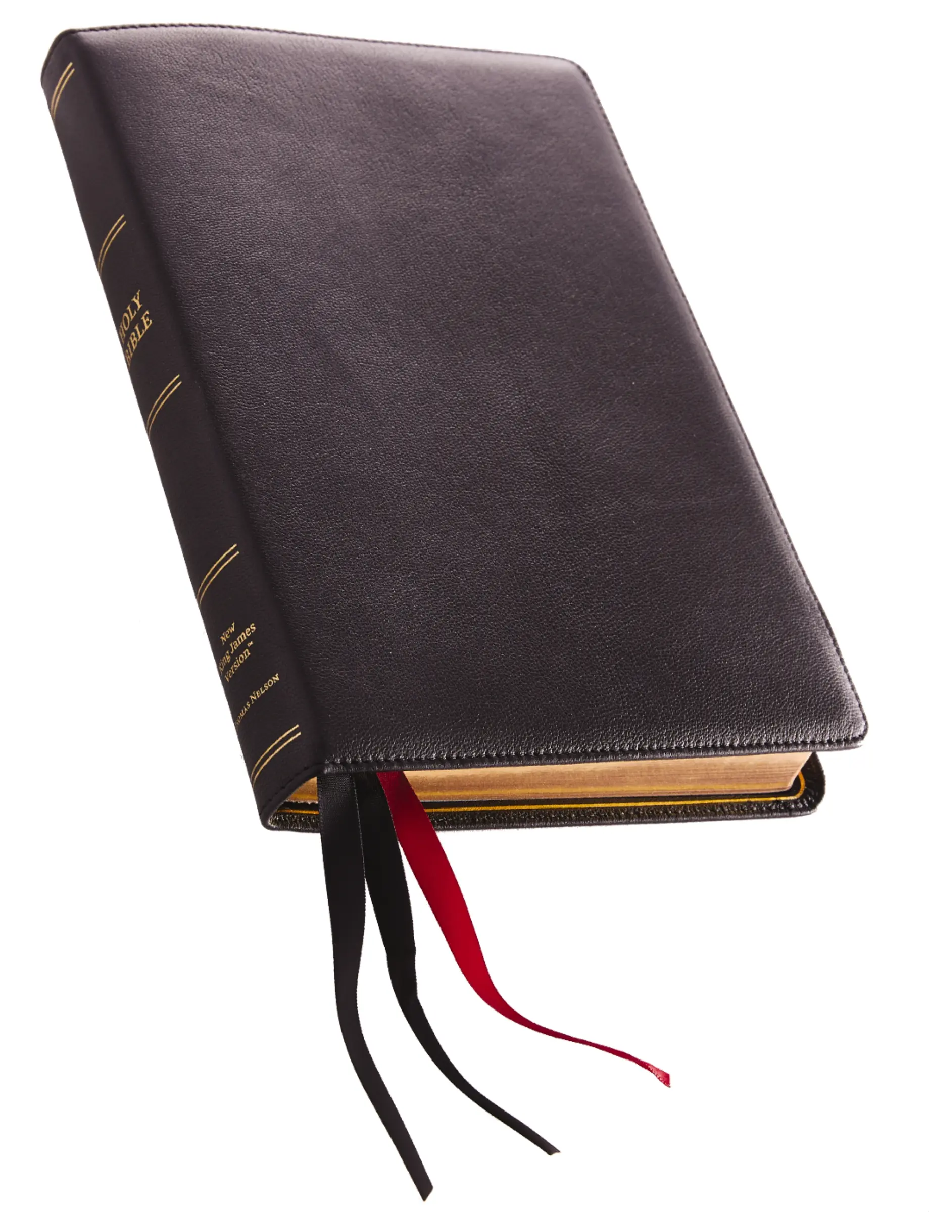 NKJV, Thinline Reference Bible, Large Print, Premium Goatskin Leather, Black, Premier Collection, Comfort Print: Holy Bible, New King James Version by Thomas Nelson [Leatherbound Book]