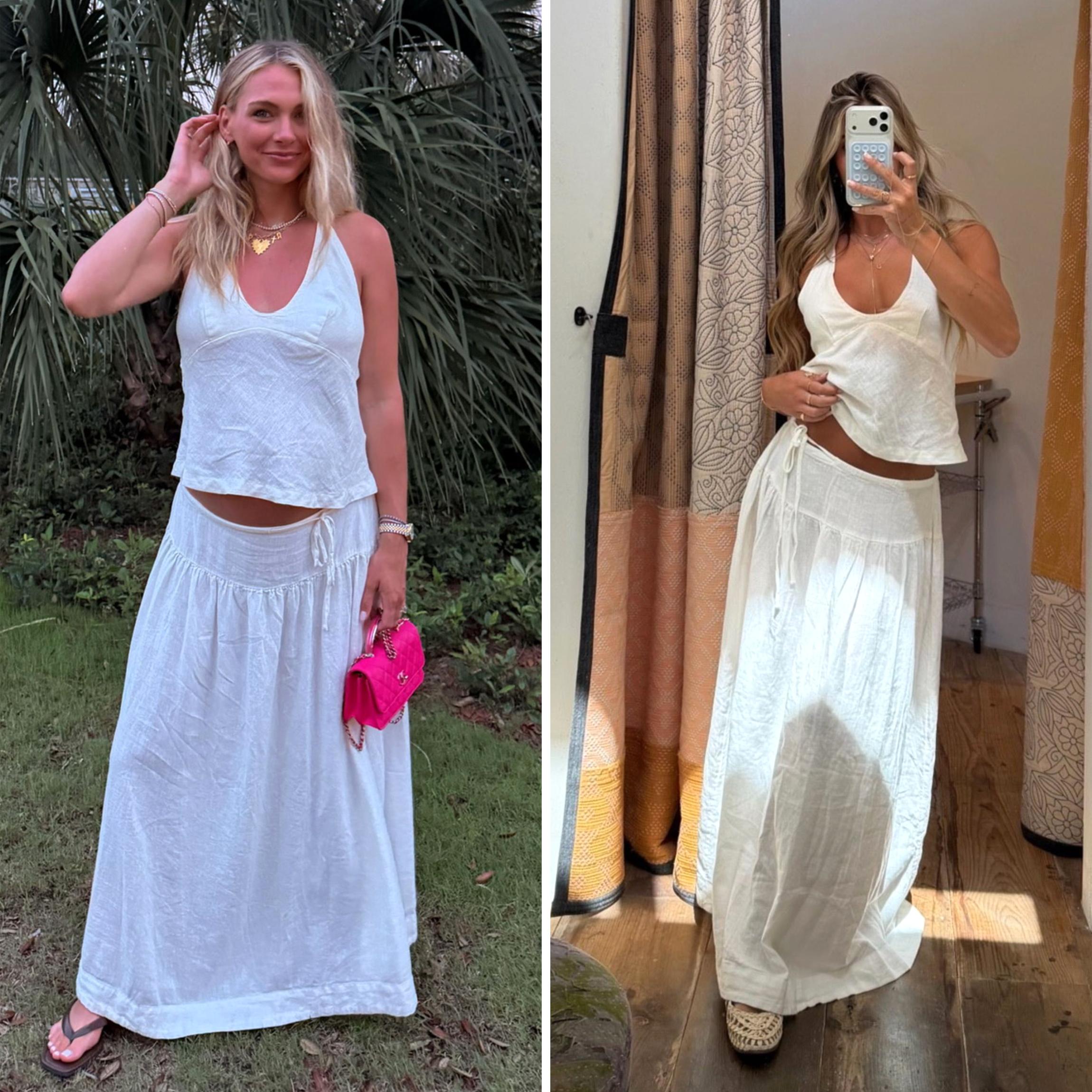 Buenoble Sandshell Linen Skirt Set Women’s 2 Piece Halter Top Flowy Maxi Skirt, Backless Summer Outfit, Beach Vacation Resort Matching Set Buenoble Sandshell Linen Skirt Set Women’s 2 Piece Halter Top Flowy Maxi Skirt, Backless Summer Outfit, Beach Vacation Resort Matching Set