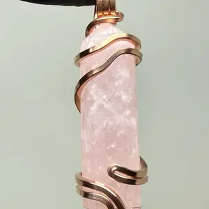 Rose Quartz Receptive Heart Copper Handcrafted PENDANT Made in USA Unique Design Daily Birthday Auspicious Anniversary Engagement