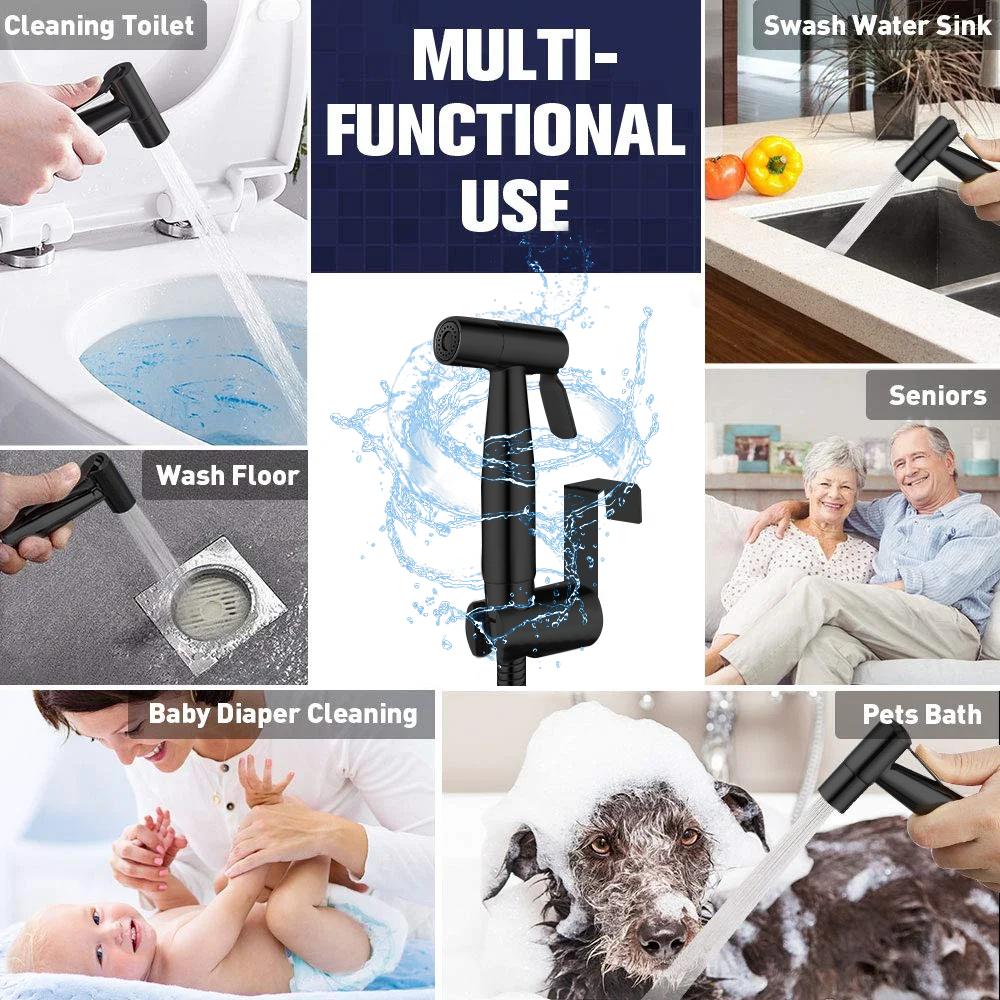 PHANCIR Handheld Bidet Sprayer for Toilet, Brushed Nickel Bidet Attachment for Feminine Wash