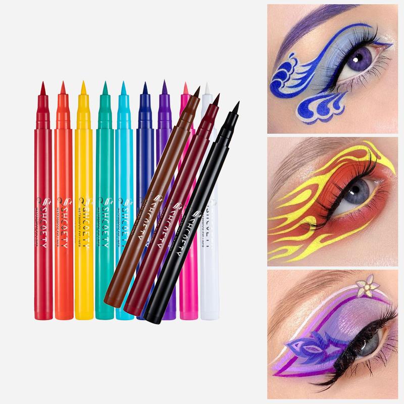 SUGARTY Colorful Liquid Eyeliner 12pcs Set Long Lasting Easy Application Professional Daily Makeup Accessories Cosmetic