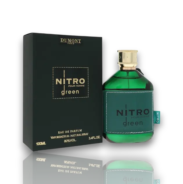 Dumont Paris | Nitro | Green | Unisex Fragrance | 100 ML - 3.4 OZ | Eau De Parfum | Vanilla - Saffron & Jasmine