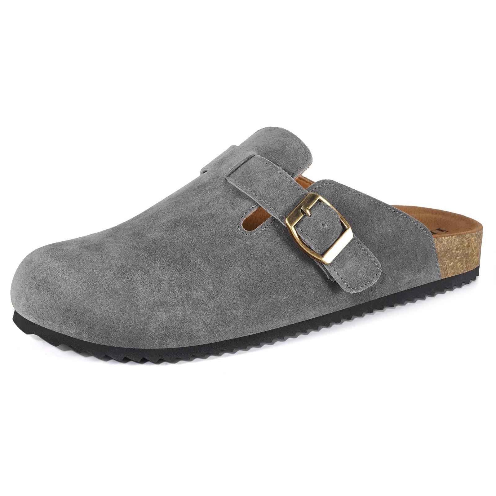 Men's Women's Adjustable Buckle Potato Shoes Suede Clogs Mens Leather Mules Cork Footbed Sandals SpringStatements