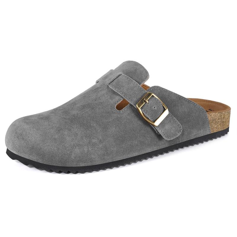 Men's Women's Adjustable Buckle Potato Shoes Suede Clogs Mens Leather Mules Cork Footbed Sandals