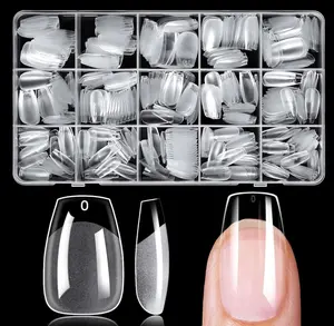 300pc Long Square Nail Tips Square Fake Nails Tips Long Acrylic Nails Tips Clear Press on Nails Soft Gel Nail Tips Full Cover False Nails Artificial Fingernail for Gel Nail Extensions