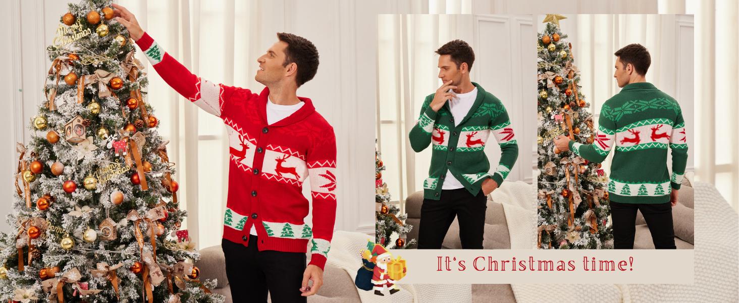 Coofandy Men's Fall Outfits Christmas Cardigan - Reindeer Snowflake Shawl Collar Knitted Sweater for Winter Festive Occasions Casual Preppy Style Coofandy Men's Fall Outfits Christmas Cardigan - Reindeer Snowflake Shawl Collar Knitted Sweater for Winter Festive Occasions Casual Preppy Style