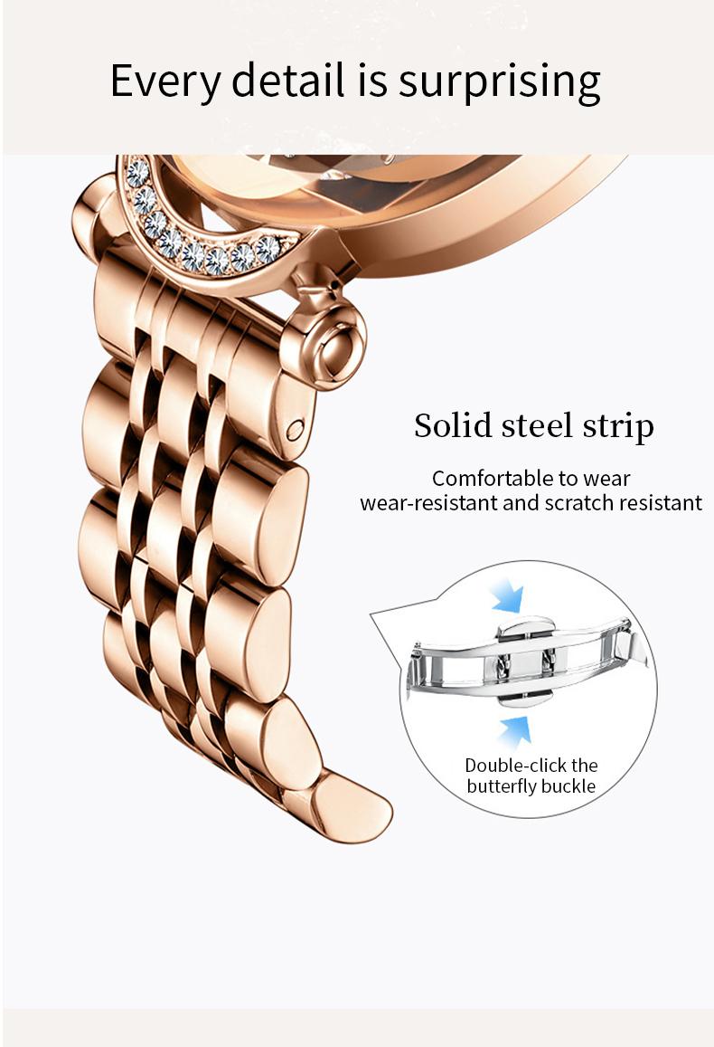 Luxury Watch  Women's Jewelry Watch Valentine’s Day Gift Elegant Diamond Cut Crystal Four Leaf Clover Pearl Elements Stainless Steel Case Waterproof Design for Daily Wear or Gifting ChristmasGift