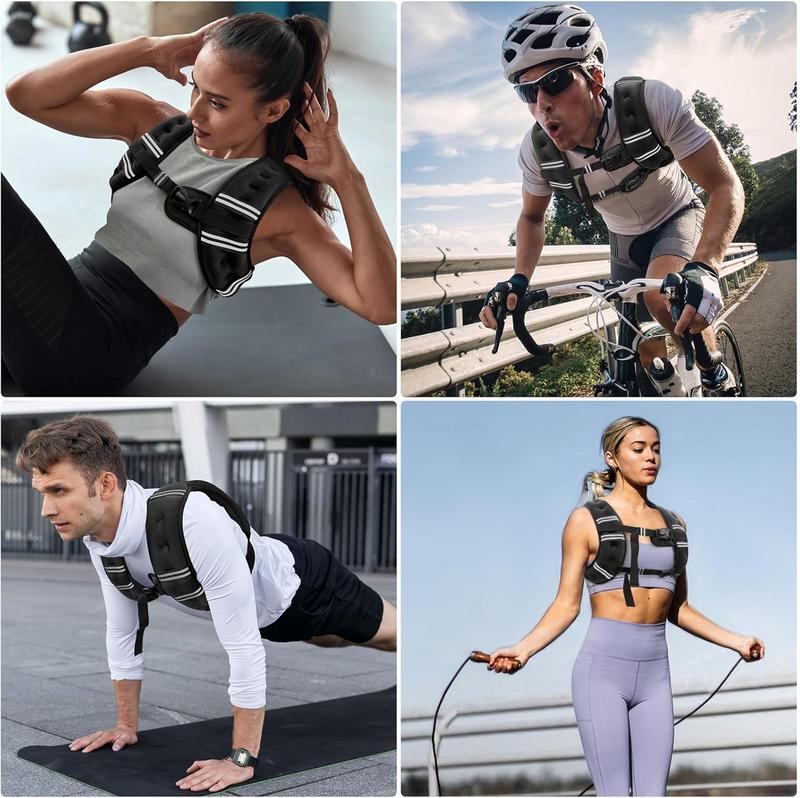 Weight vest, 8 pounds/10 pounds/12 pounds/18 pounds, Weighted Vest for Women & Men with Reflective Stripe and Adjustable Buckle, Comfortable & Durable Rucking Vest for Walking, Running & Strength Training