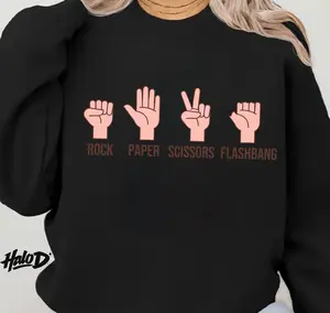 Rock Paper Scissors Flashbang Shirt Funny Hand Gesture Graphic Shirt Meme Game Shirt Unisex Adult