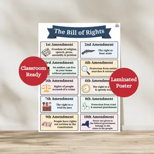Bill of Rights Anchor Chart | Laminated Constitution Poster | History Classroom Decor