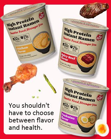 Healspot High Protein Instant Ramen, 6 Cups Non Fried Ramen Broth, 32g Plant Based Protein, Low Fat, Low Carb, Non GMO, Keto Friendly & Plant Based (Golden-Chicken,Smoky-Beef,Classic-Pork）