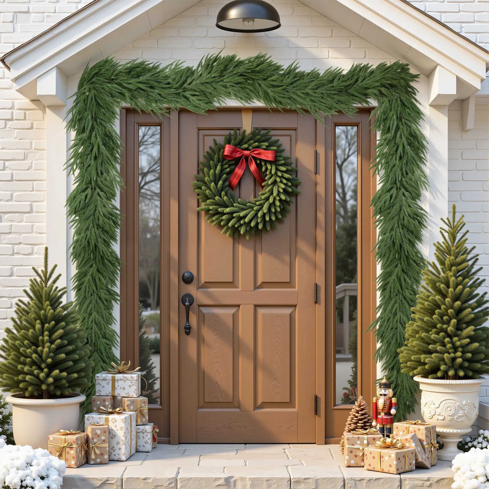 1/2/4 Pcs 6FT Artificial Faux Garlands Real Touch Winter Cedar Garland Green Artificial Greenery Garland for Table Mantle Wall Indoor Outdoor Christmas Decorations with Life-Like Tips Flexible Design & Hanging Hole