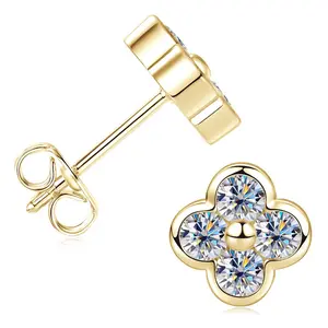Loysun Moissanite Stud Earrings for Women, Four Leaf Clover Fashion Commuter Design, Perfect Valentine's Day Mother's Day Anniversary Gift for All Occasions