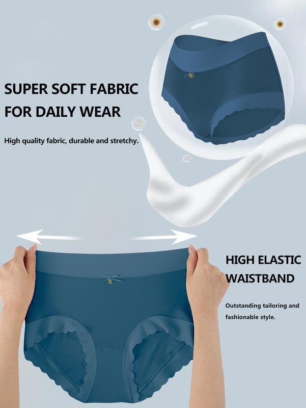 Women's Mid-Waist Panties,lce SilkSeamless&Pilling-Resistant,6(Navy Blue)Black/Beige/Light Pink/White/Gray)-DailyComfortable,Elegant&Stylish Underwear,SoftMaterial,Sexy Design,Smooth Fabric,A Must-Havefor seamless bikini Mid-Rise Underwear Waiste