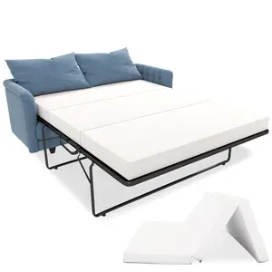 Lilypelle 4 Inch Memory Foam Replacement Mattress with Washable Cover, Foldable Three Fold Design Mattress, for Twin/Full Size Sleeper Sofa and Couch Beds (Sofa Not Included)