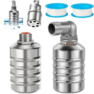 2PCS Water Level Control 2Pcs Float Valve 304 Stainless Steel Mini Floating Ball Valve Auto Shut Off Upper/Side Water Intake Safe Water Tank