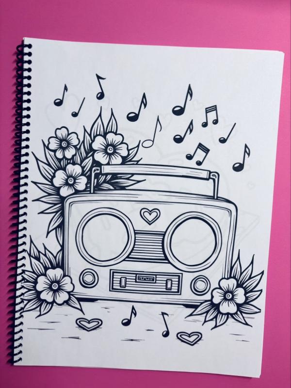 Bold & Easy Retro Valentine Coloring Book with 30 Unique Pages for Kids Teens & Adults Simple Fun Designs for Stress Relief & Mindful Coloring