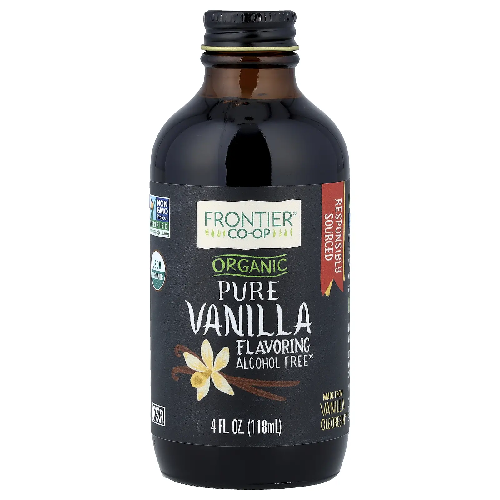 Frontier Co-op Organic Pure Vanilla Flavoring, 4 fl oz (118 ml)