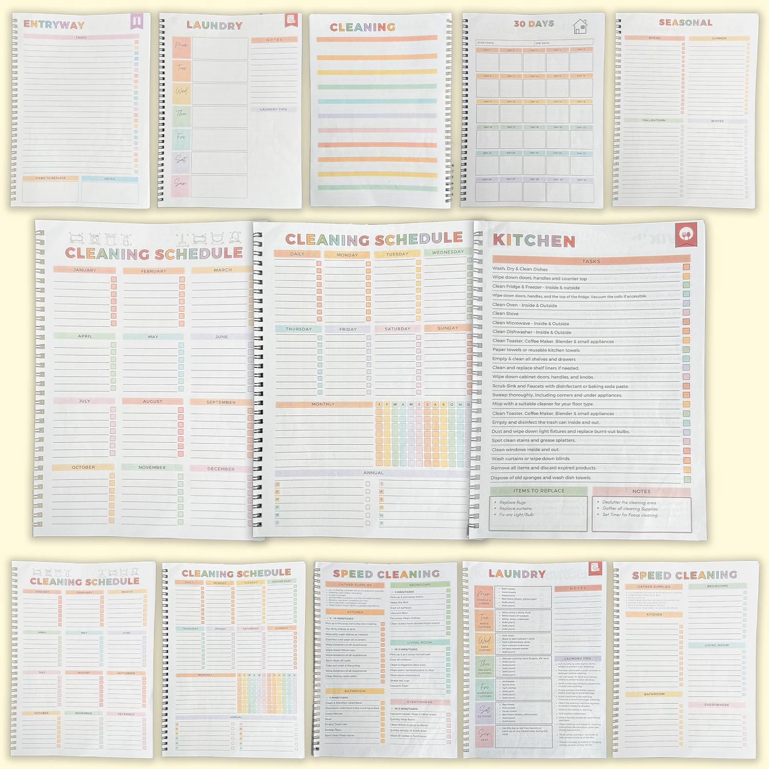 【ADHD Cleaning Planner】 A4 Size Daily Schedule & focus Checklist Notebook for Home Office & Dorm Use Durable Cover Smooth Pages Office Stationery Essential - Plannerbook 【ADHD Cleaning Planner】 A4 Size Daily Schedule & focus Checklist Notebook for Home Office & Dorm Use Durable Cover Smooth Pages Office Stationery Essential - Plannerbook