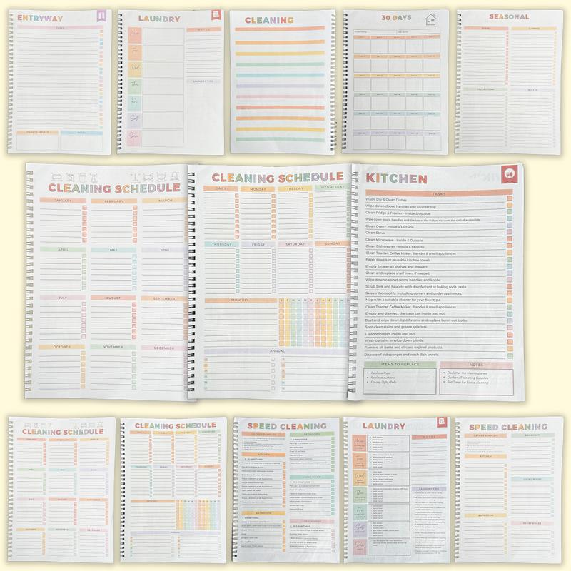 【ADHD Cleaning Planner】 A4 Size Daily Schedule & focus Checklist Notebook for Home Office & Dorm Use Durable Cover Smooth Pages Office Stationery Essential - Plannerbook