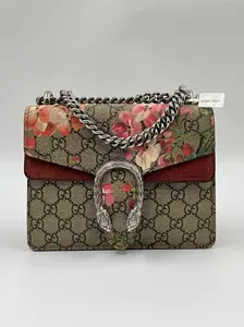 Pre-owned GUCCI coated canvas Crossbody Bags GG Supreme Monogram Blooms Mini Dionysus Shoulder Bag Beige Multicolor Dry Rose GG98Fei