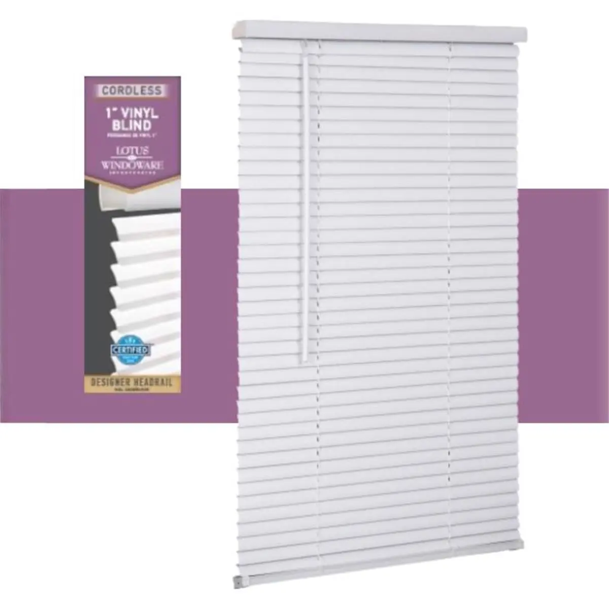 Lotus Blinds 5043742 25 x 72 in. Cordless Living Accents Vinyl 1 in. Mini-Blinds, White, Window Blinds, Adjustable Blinds