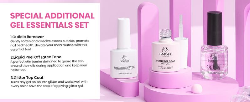 Beetles Gel Nail Polish Starter Kit-One Color One Bottle【UV Light&Top Base Gel&Decorations&Manicure Tools】DIY Nails Art Gift for girl Gift for woman gel x nails salon nails at home Cutics Fall Nail Thanksgiving Gift Black Friday Winter Nail Christmas Gift