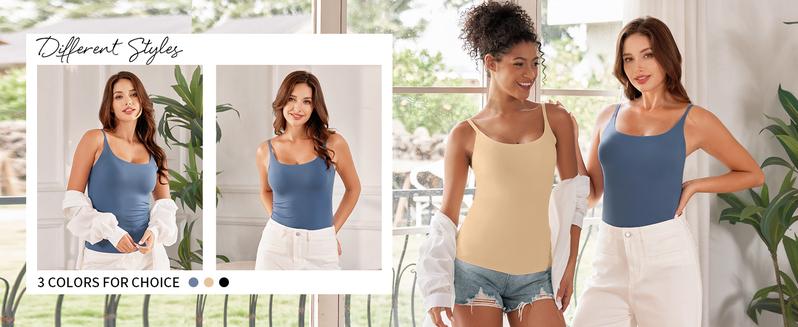 V FOR CITY Women's Basic Scoop Neck Home Tank Tops Adjustable Spaghetti Straps Sleeveless Basic Tops