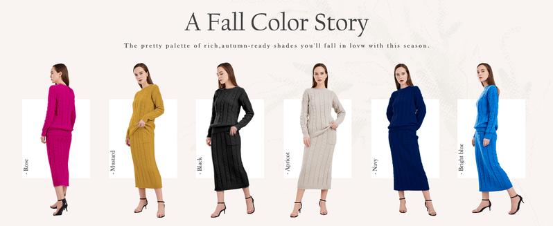 Chouyatou Women's Winter Chunky Cable Knit Long Skirt 2 Piece Outfit Sweater Sets