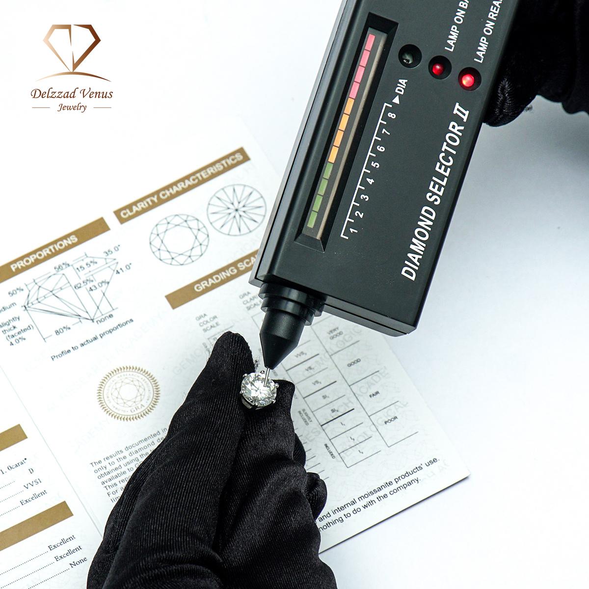 Delzzad S925 0.1-4ct Round Synthetic Moissanite Six Prong Solitaire Stud Earring Sterling Silver