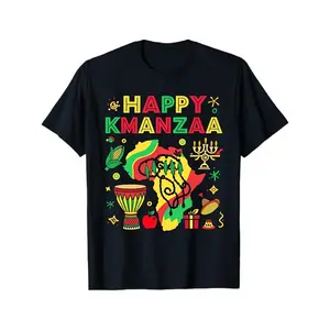 Happy Kwanzaa Graphic T-Shirt |   African Heritage Festival Celebration Print, Casual Tee for Men and Women, Comfortable Fit, Crew Neck, Short Sleeve, Medium Stretch Fabric, All-Season, Regular Fit