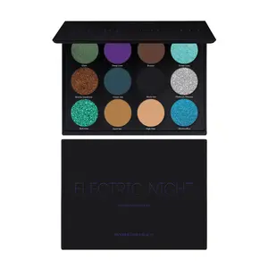 Electric Night Eyeshadow Palette: 12pcs Cool Tone Silver & Blue