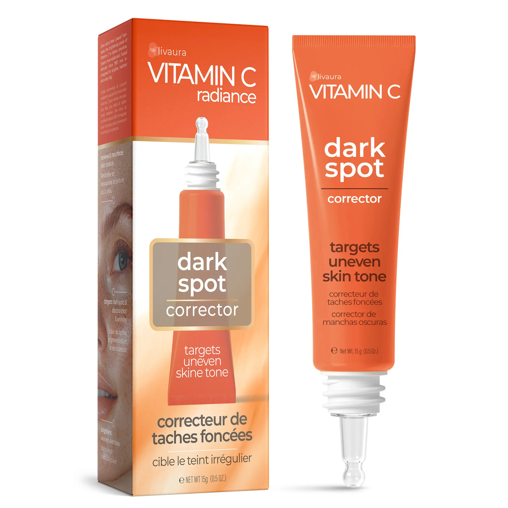 LIVAURA Retinol + Vitamin C Dark Spot Corrector Serum - Spotless Radiance, Evens Skin Tone, Targets Sun Damage & Dark Spots, Enhances Luminosity with Vitamin B3 Niacinamide & Retinol - 0.5 Oz