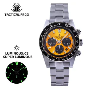 TACTICAL FROG Men's Solar Chronograph Dive Watch - 200M Waterproof, Sapphire Crystal, Solar-Powered, Ceramic Bezel