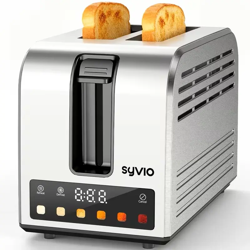 Syvio Toaster | Smart touchscreen, stainless steel construction, supports 5 bread types and 6 toasting levels, wide slot design, intelligent temperature control system, removable tray. Appliances Durable Toastie Maker,home essentials