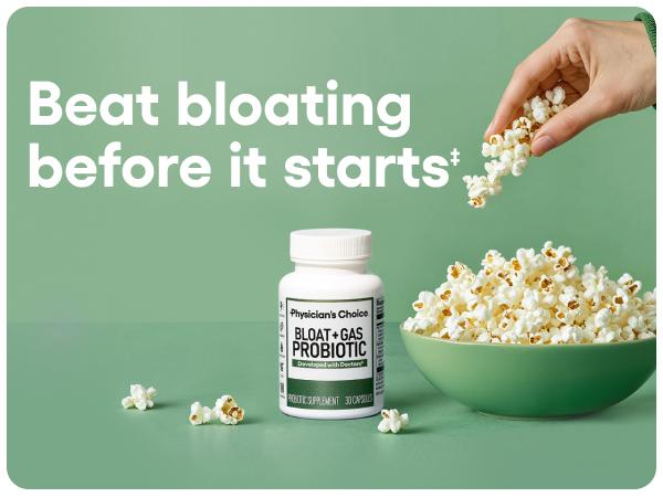 Physician's Choice Bloat & Gas Probiotic with Lactase, Enzymes, Prebiotics, Postbiotics & Herbs for Daily Proactive Digestion Support