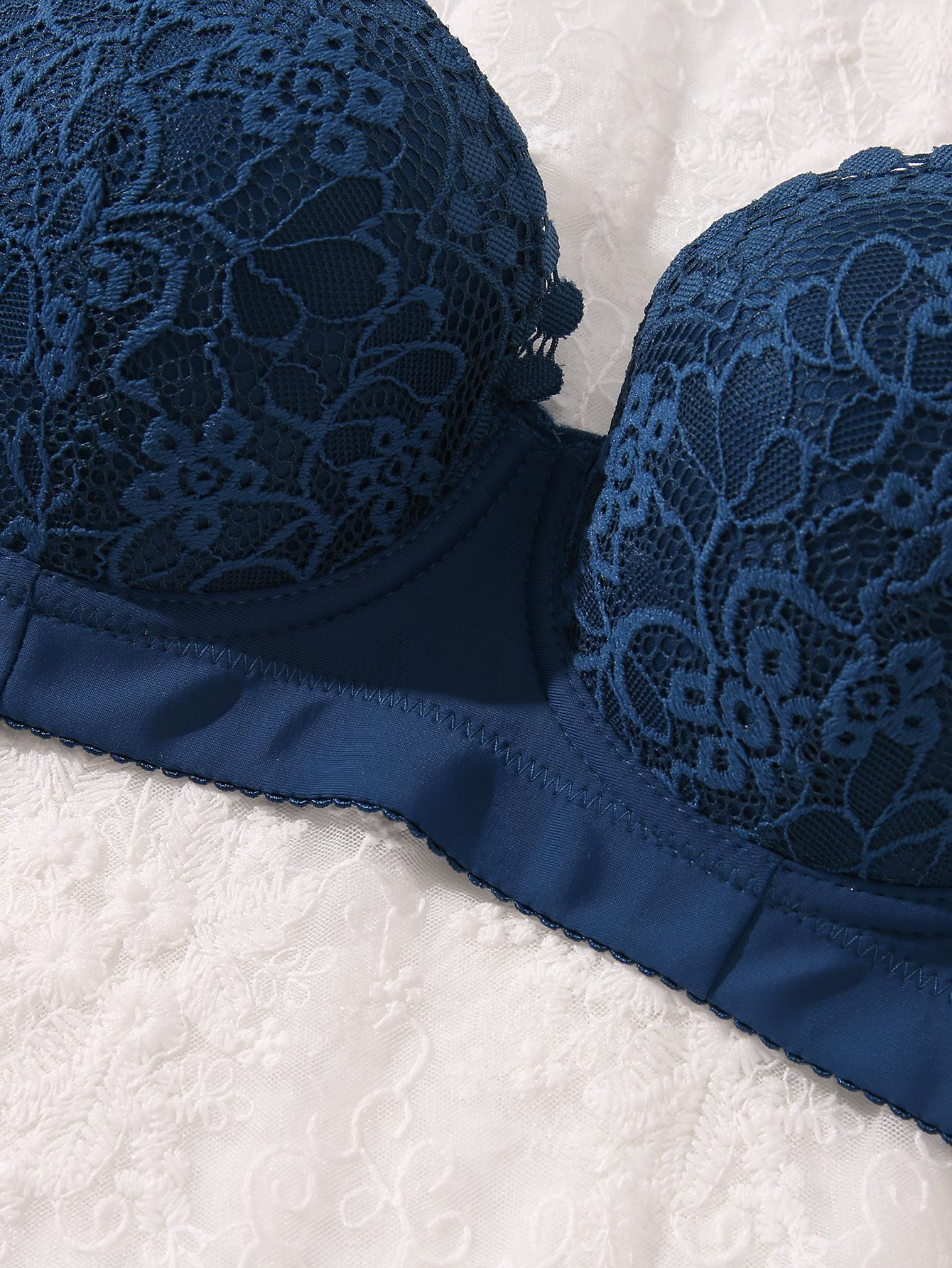 Mimilemon 3PCS Elegant Ladies Bra Non-Detachable Pads Steel Cups Floral Pattern Comfortable All-Day Wear Adjustable Underwear everyday lace Elegance Womenswear Push up bra brasier Aesthetic Style