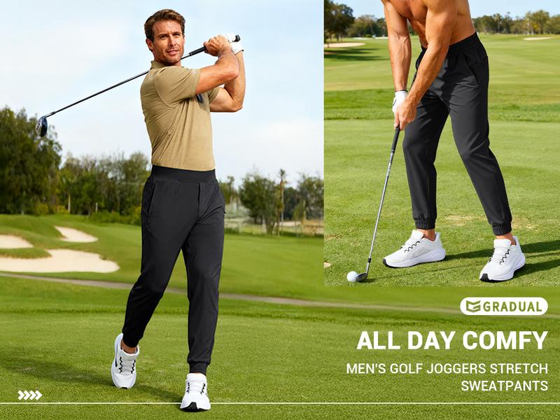 G Gradual Men's Golf Joggers Pants with Zipper Pockets Stretch Sweatpants for Men Slim Fit Track Pants Work Running Workout Clothes