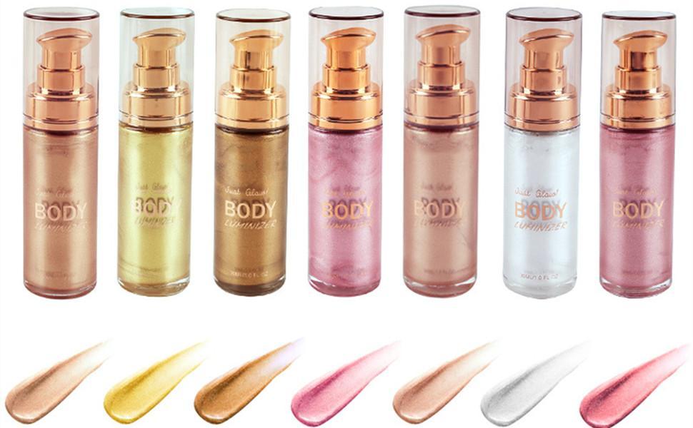 Body Luminizer Waterproof Smooth Shimmer Face Glow Illuminator Non-sticky Liquid Highlight (30 ML, 04 Rose Gold)