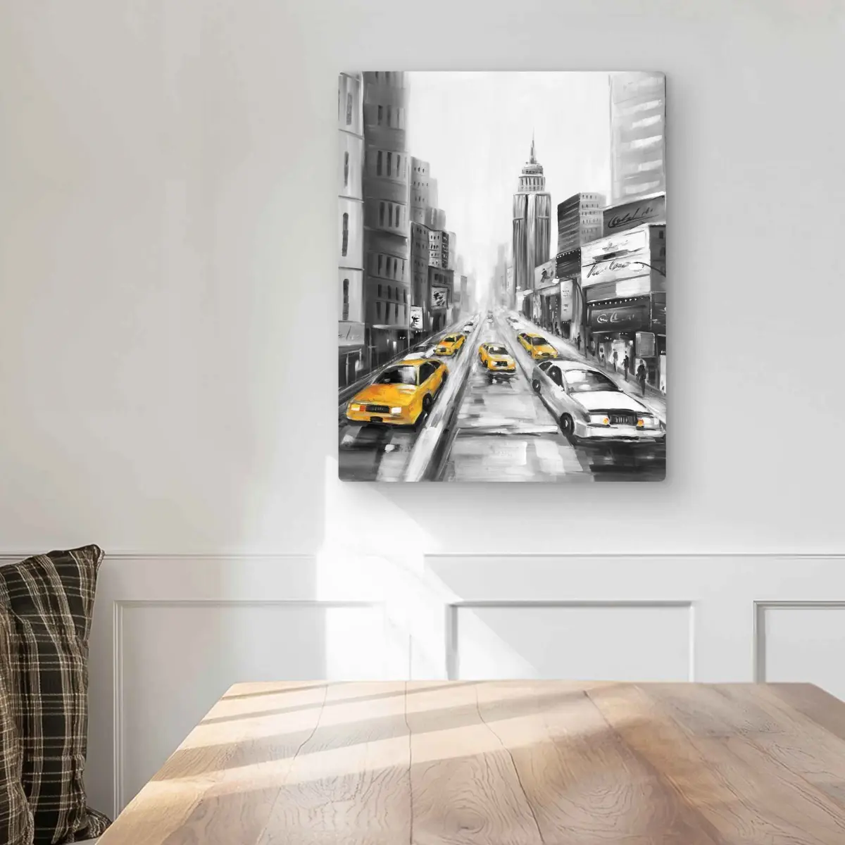 Begin Home Decor C1MP16208XN6U6 16 x 20 in. Yellow Taxis In York Wall Art - Building Office Metal Print Decor