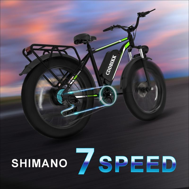 [26"X4" Tire] Electric Cycle Peak 1500W Off Road  Full Suspension 48V 15.6Ah Removable Battery 30-50 Miles Range Dual Seat Fat Tire E Bike with LED Headlight UL 2849 Certified