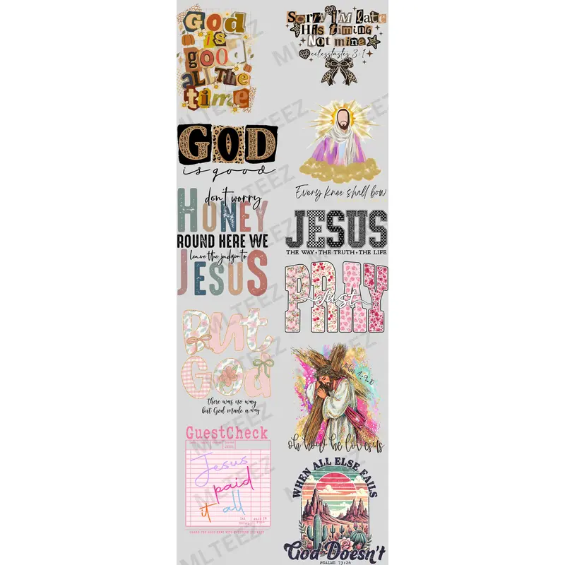 GOD IS GOOD ALL THE TIME (1) (60 INCH) PREMADE GANGSHEET - 22X60 DTF TRANSFERS - DIRECT TO FILM