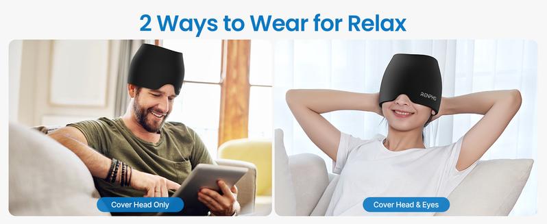 RENPHO Migraine Relief Cap, Headache Relief Hat, Ice Head Wrap with Hot or Cold, Gel Ice Face Mask, Birthday Gifts for Women Men