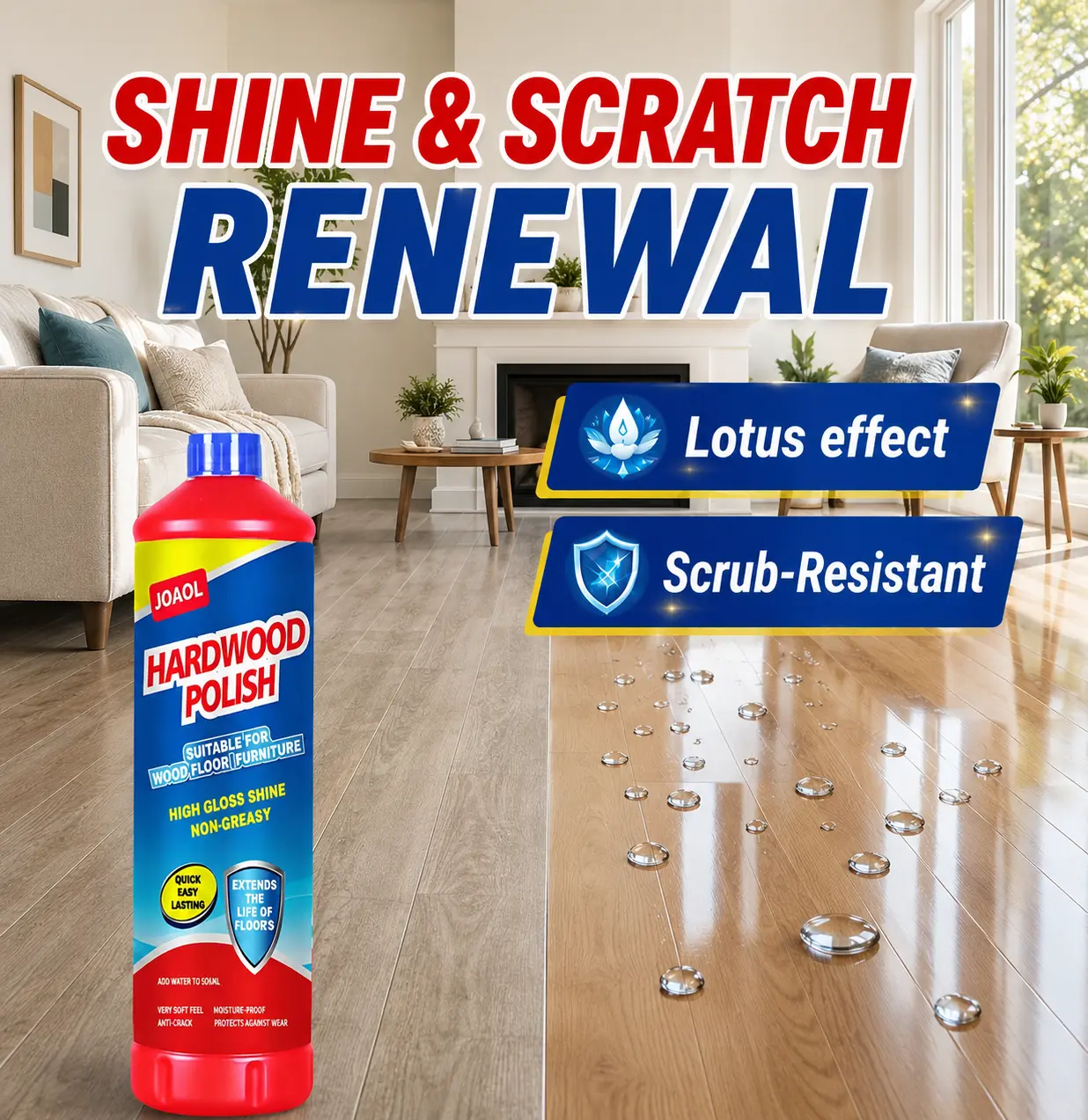 DAXAXA Household Floor Cleaner & Wood Polish Restorer, Scratch Repair, High-Gloss, Non-Slip, Durable, Moisture-Resistant, Non-Greasy, No Footprints, Easy-Clean, Deep Conditioning Wax for Hardwood, Laminate Floors & Wood Furniture, Works On Wood Furniture