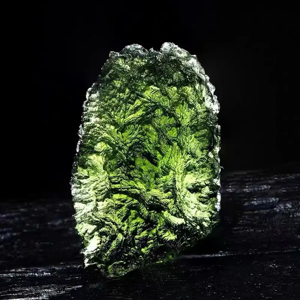 Raw Moldavite Tektite Necklace - Certified Meteorite Stone, Authentic Raw Stones, Gemstones and Crystals, Natural Healing Crystal, Irregular Shape, Meaningful Gifts for Jewelry Enthusiasts, Therapy, Crystal Necklaces