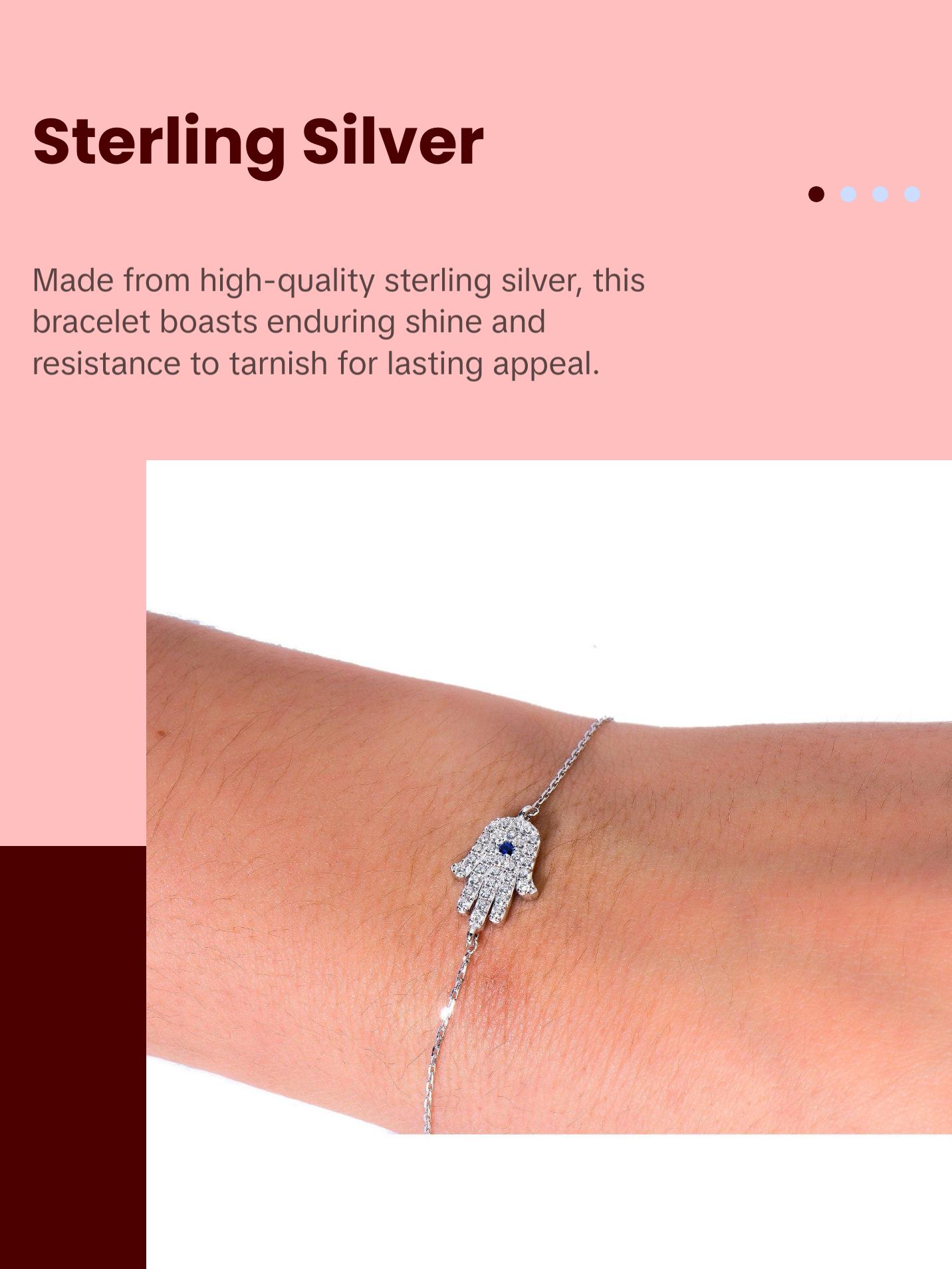 Sterling Silver Hamsa Bracelet - Charming Hamsa Hand Bracelet