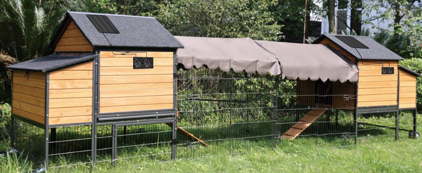 MARBERO 4.7 Inch Solar Powered Fan Kit 15W Solar Panel with 2 Waterproof Fans Intake or Exhaust Air Fan wtih 13 Ft Cable for Outside Backyard Chicken Coops/Greenhouses/Dog Houses/Pet Houses