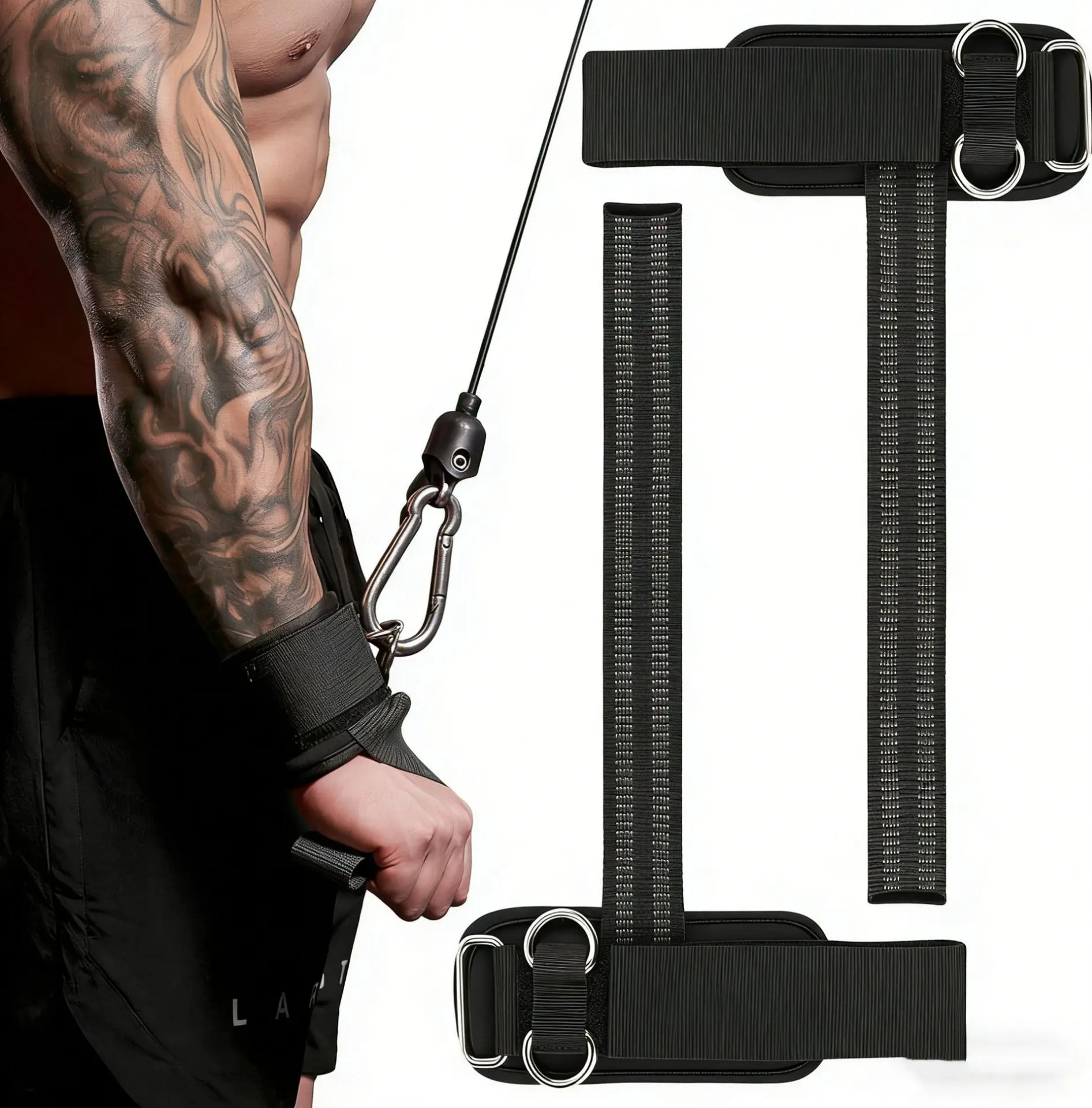 Power Wristbands for Weightlifting -  Lifting Straps with D-Rings for Cable Machine, Men's & Women's Fitness Accessories Assist belt support maximum pad cotton steel duty heavy upgraded gym silicone anti-slip deal trainer sohochic workout daily Adjustable