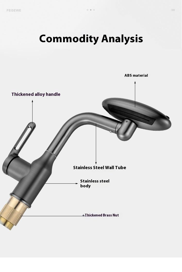 Spaceship Faucet 360° Rotating Bathroom Sink Faucet with 4 Spray Modes Modern Kitchen Vanity Lavatory Tap for Unique Home Decor & TikTok Viral Gift Multi-functional Swivel Basin Faucet