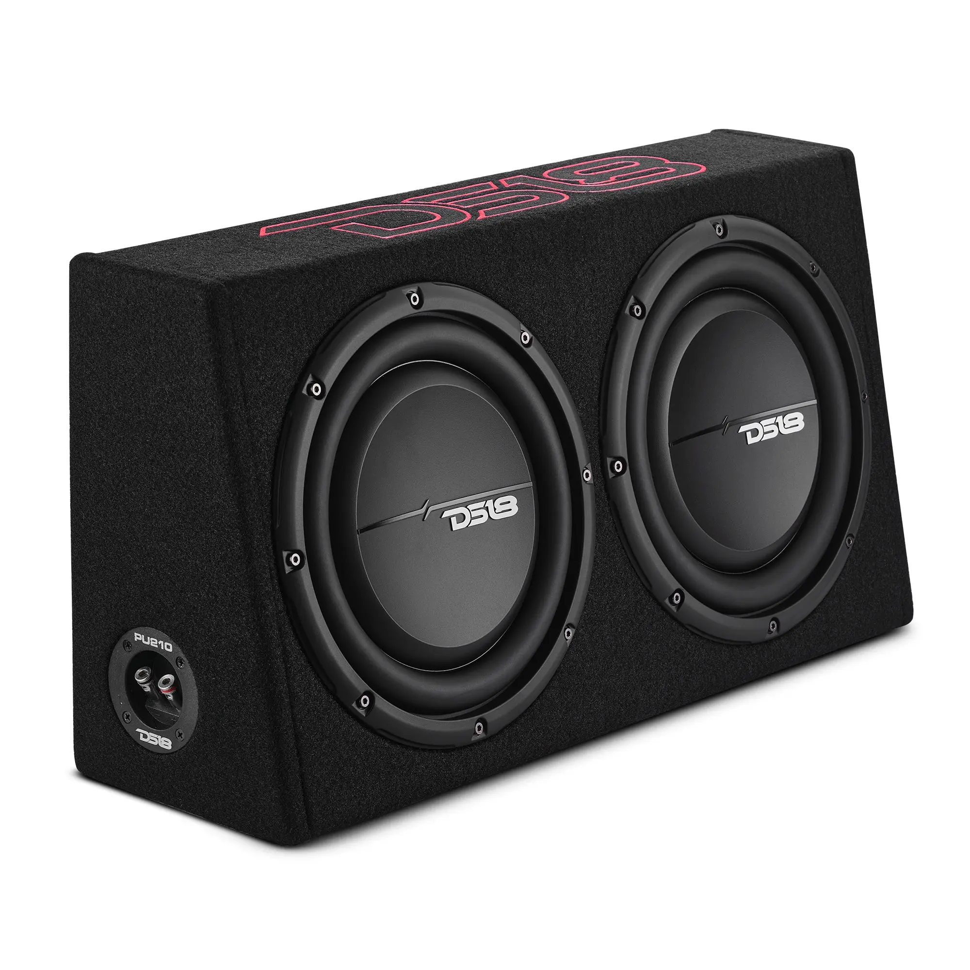 DS18 PU210 10” Loaded MDF Wood Subwoofer with Passive Radiator Enclosed Box, Subwoofer Heavy Bass Stereo Car Audio Stereo System for Pickup Trucks, Under Seat Compatible Car Audio Installation (Factory Look)